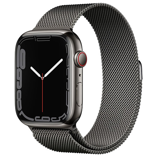 Montre connectée Apple Watch Series 7 Acier inoxydable (Graphite - Bracelet Milanais Graphite) - Cellular - 45 mm