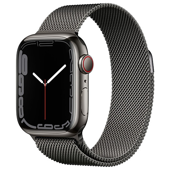 Montre connectée Apple Watch Series 7 Acier inoxydable (Graphite - Bracelet Milanais Graphite) - Cellular - 41 mm