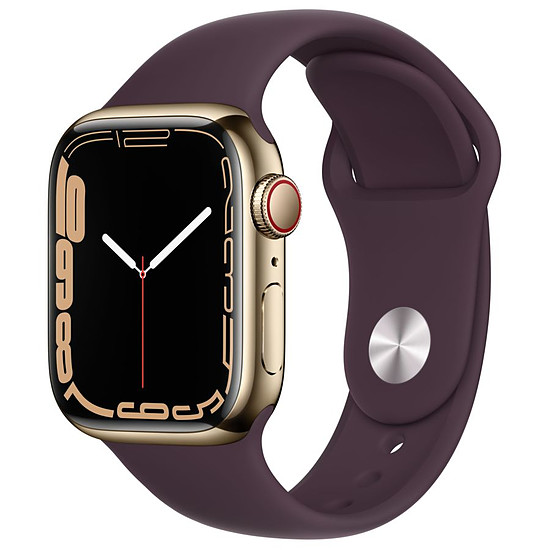 Montre connectée Apple Watch Series 7 Acier inoxydable (Or - Bracelet Sport Violet) - Cellular - 41 mm