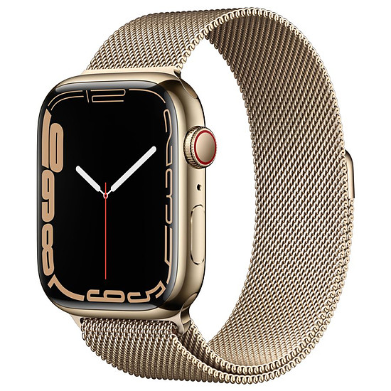 Montre connectée Apple Watch Series 7 Acier inoxydable (Or - Bracelet Milanais Or) - Cellular - 45 mm