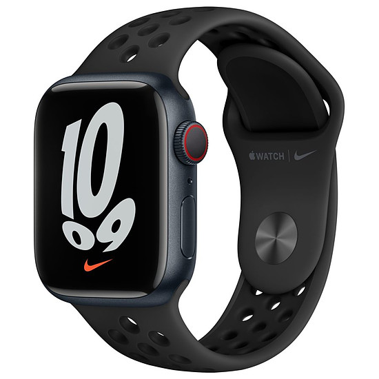 Montre connectée Apple Watch Nike Series 7 Aluminium (Minuit - Bracelet Sport Anthracite / Noir) - Cellular - 41 mm