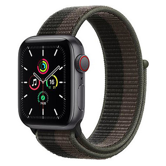 Montre connectée Apple Watch SE Aluminium (Gris sidéral - Bracelet Sport Tornade / gris) - Cellular - 40 mm