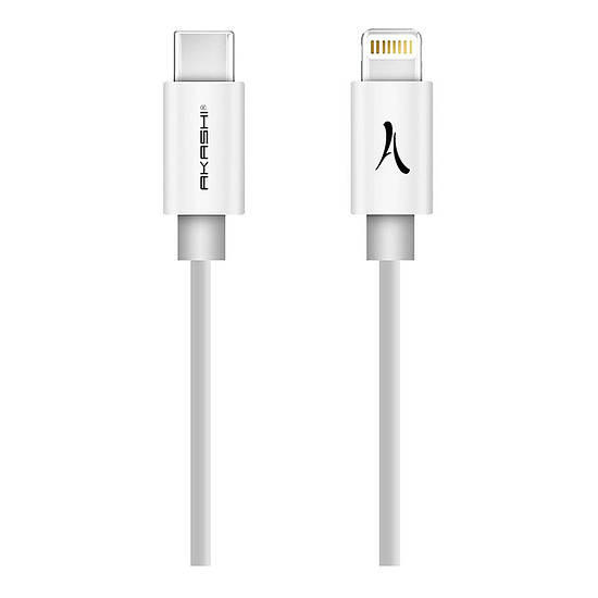 Akashi Câble USB-C vers Lightning MFI Blanc - 3 m - Câble USB Akashi sur