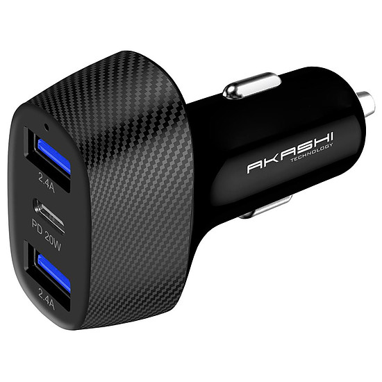 Chargeur Akashi Turbo Chargeur Allume Cigare USB-C 37W + 2x USB-A