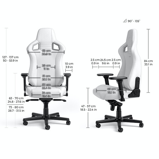 Fauteuil gamer Noblechairs EPIC - White Edition - Autre vue