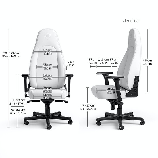 Fauteuil gamer Noblechairs ICON - White Edition - Autre vue