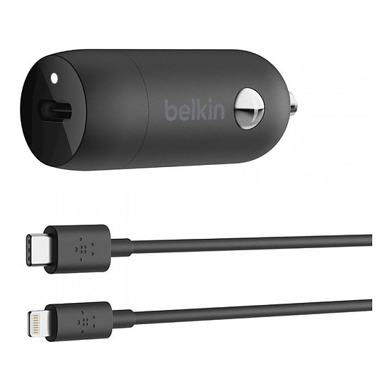 Chargeur Belkin Boost Charge Chargeur de voiture - port USB-C (20 W) + câble USB-C vers Lightning 1 m