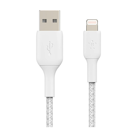 Adaptateur USB Belkin Câble USB-A vers Lightning MFI renforcé (blanc) - 3 m - Autre vue