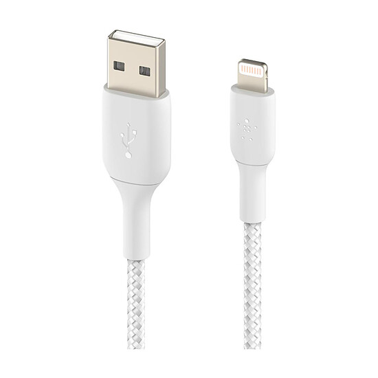 Adaptateur USB Belkin Câble USB-A vers Lightning MFI renforcé (blanc) - 3 m - Autre vue