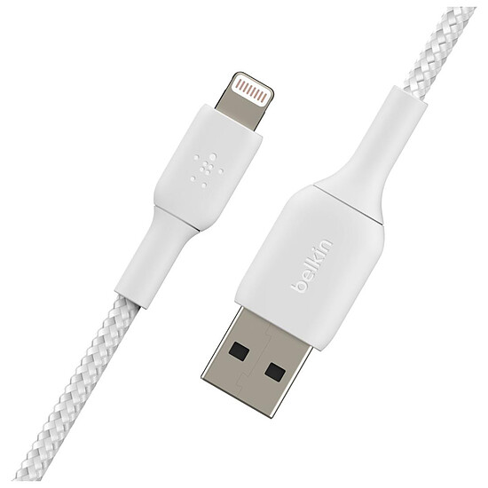 Adaptateur USB Belkin Câble USB-A vers Lightning MFI renforcé (blanc) - 3 m - Autre vue
