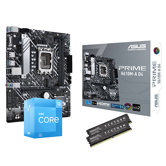 Kit upgrade PC Intel Core i3 12100F - Asus H610 - RAM 16Go 3200 MHz