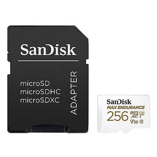 Carte mémoire SanDisk Max Endurance microSDXC UHS-I U3 V30 256 Go + Adaptateur SD
