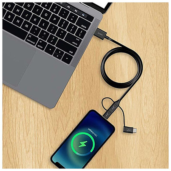 Adaptateur USB Akashi Câble Eco 3-en-1 USB-A vers USB-C - Lightning - micro USB - 1 m - Autre vue