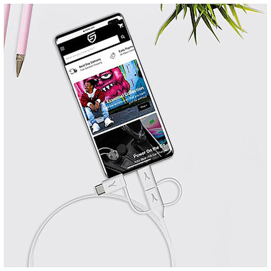 Adaptateur USB Akashi Câble Eco 3-en-1 USB-C vers USB-C - Lightning - micro USB - 1 m - Autre vue