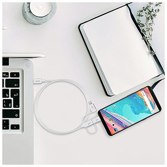 Adaptateur USB Akashi Câble Eco 3-en-1 USB-C vers USB-C - Lightning - micro USB - 1 m - Autre vue