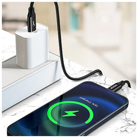 Câble USB Akashi Câble Eco Kevlar USB-C vers USB-C Noir - 1.5 m - Autre vue