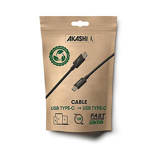 Câble USB Akashi Câble Eco USB-C vers USB-C Noir - 1 m - Autre vue