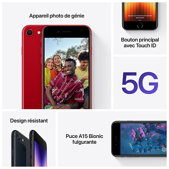 Smartphone reconditionné Apple iPhone SE 5G (Minuit) - 128 Go · Reconditionné - Autre vue