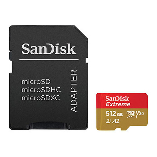 Carte mémoire SanDisk Extreme microSDXC UHS-I U3 512 Go + Adaptateur SD