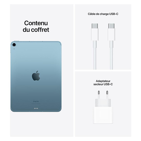 Tablette reconditionnée Apple iPad Air 2022 10,9 pouces Wi-Fi + Cellular - 256 Go - Bleu (5 ème génération) · Reconditionné - Autre vue