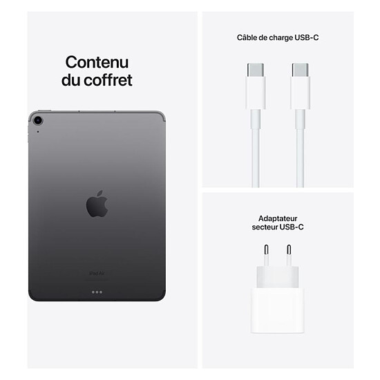 Tablette reconditionnée Apple iPad Air 2022 10,9 pouces Wi-Fi + Cellular - 64 Go - Gris sidéral (5 ème génération) · Reconditionné - Autre vue