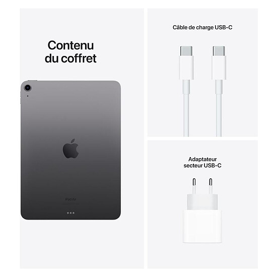 Tablette reconditionnée Apple iPad Air 2022 10,9 pouces Wi-Fi - 64 Go - Gris Sidéral (5 ème génération) · Reconditionné - Autre vue