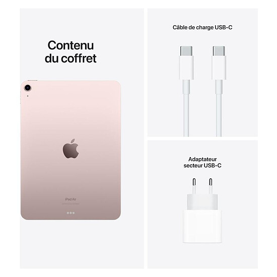 Tablette reconditionnée Apple iPad Air 2022 10,9 pouces Wi-Fi - 256 Go - Rose (5 ème génération) · Reconditionné - Autre vue