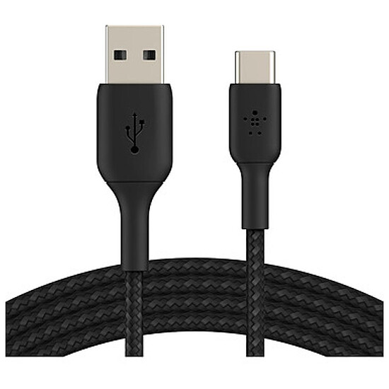 Adaptateurs et câbles Belkin Câble USB-C vers USB-A tressé (Noir) - 15 cm