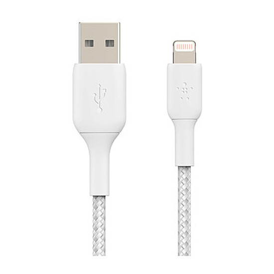 Adaptateur USB Belkin Câble USB-A vers Lightning MFI renforcé (blanc) - 15 cm - Autre vue