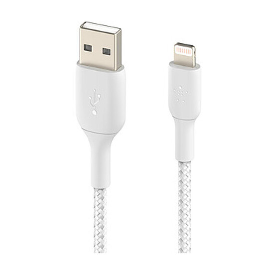 Adaptateur USB Belkin Câble USB-A vers Lightning MFI renforcé (blanc) - 15 cm - Autre vue