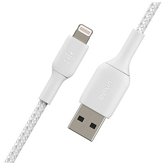 Adaptateur USB Belkin Câble USB-A vers Lightning MFI renforcé (blanc) - 15 cm - Autre vue