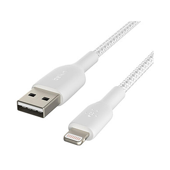 Adaptateur USB Belkin Câble USB-A vers Lightning MFI renforcé (blanc) - 15 cm - Autre vue