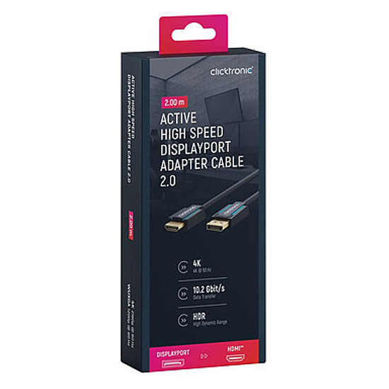 Adaptateur HDMI Clicktronic câble adaptateur actif DisplayPort / HDMI 2.0 - 2 m - Autre vue