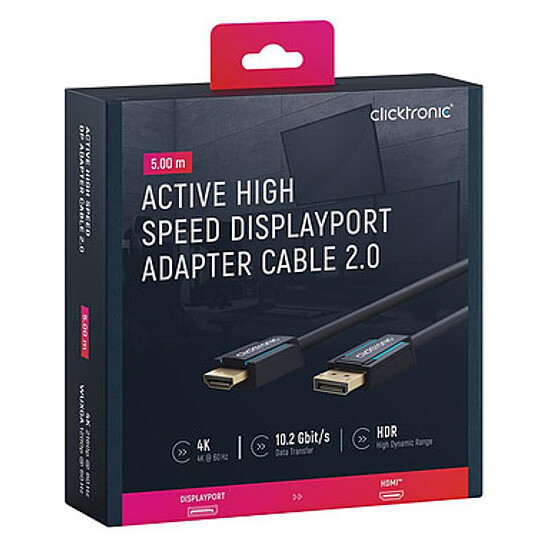 Adaptateur HDMI Clicktronic câble adaptateur actif DisplayPort / HDMI 2.0 - 5 m - Autre vue