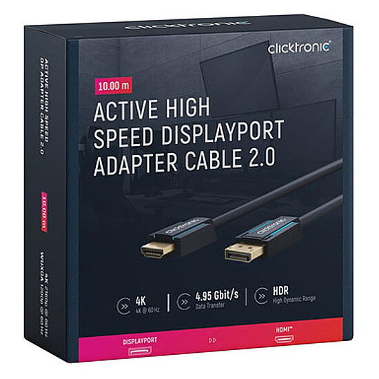 Adaptateur HDMI Clicktronic câble adaptateur actif DisplayPort / HDMI 2.0 - 10 m - Autre vue