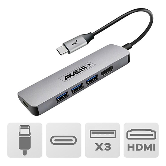 Adaptateurs et câbles Akashi HUB 5 EN 1 - USB TYPE-C - Autre vue