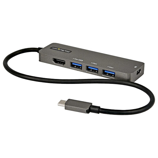 Câble USB StarTech.com Adaptateur multiport USB-C vers HDMI 4K 60 Hz, Hub 4 ports USB 3.0 et Power Delivery 100W