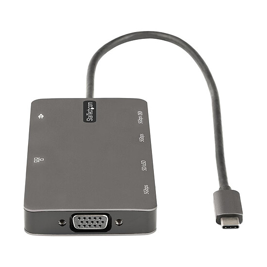 Hub USB StarTech.com Adaptateur multiport USB-C vers HDMI 4K 30 Hz ou VGA, Hub 3 ports USB 3.0, RJ45, SD/microSD et Power Delivery 100W - Autre vue