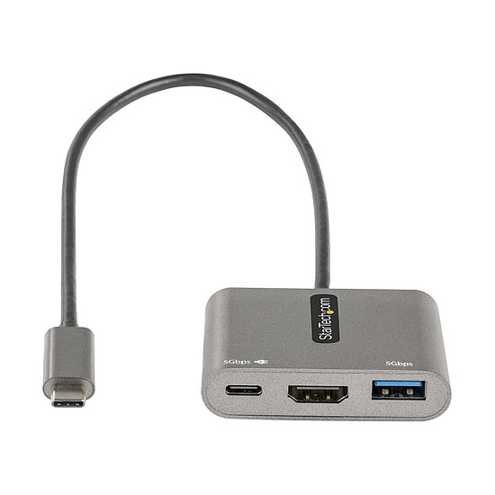 Hub USB StarTech.com Hub USB-C vers 4K 60Hz HDMI + 2 ports USB (1 x USB Type A + 1 x USB Type C) avec Power Delivery 100 W - Autre vue