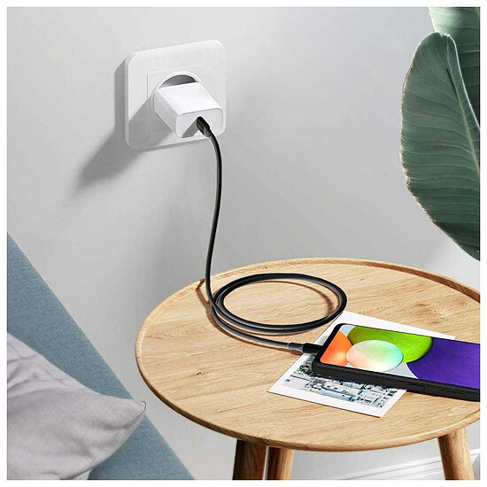 Adaptateurs et câbles Akashi Câble renforcé USB-C vers USB-C Noir - Autre vue