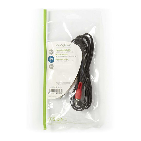 Câble RCA Nedis Câble Audio Stéréo 2x RCA Mâles - 2x RCA Mâles - 2 m - Autre vue