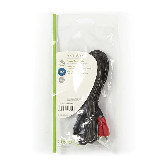 Câble RCA Nedis Câble Audio Stéréo 2x RCA Mâles - 2x RCA Mâles - 3 m - Autre vue