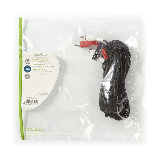 Câble RCA Nedis Câble Audio Stéréo 2x RCA Mâles - 2x RCA Mâles - 5 m - Autre vue
