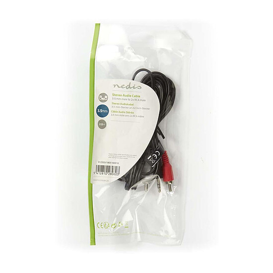 Câble Jack Nedis Cable Audio Stéréo Jack 3.5 mm mâle vers 2x RCA mâle - 2 m - Autre vue