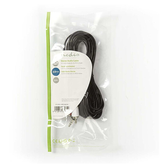 Câble Jack Nedis Cable Audio Stéréo Jack 3.5 mm mâle vers 2x RCA mâle - 3 m - Autre vue