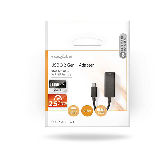Carte réseau Nedis Adaptateur réseau USB-C / RJ45 2.5 Gbps - Autre vue