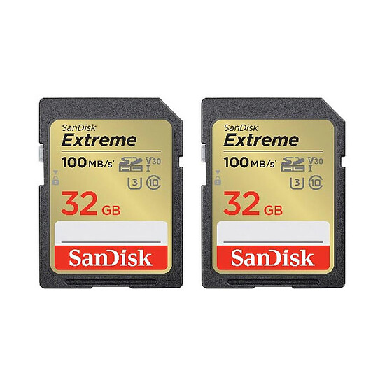 SanDisk Extreme PLUS SDHC UHS-I 32 Go (x2) - Carte mémoire Sandisk sur