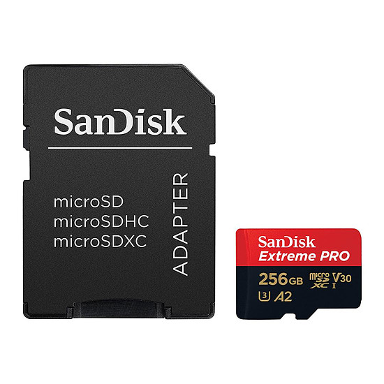 Carte mémoire SanDisk Extreme PRO microSDXC UHS-I U3  256 Go + Adaptateur SD