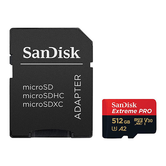 Carte mémoire SanDisk Extreme PRO microSDXC UHS-I U3  512 Go + Adaptateur SD