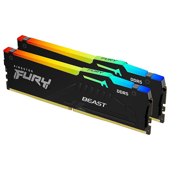 Mémoire Kingston Fury Beast RGB - 2 x 16 Go (32 Go) - DDR5 4800 MHz - CL38